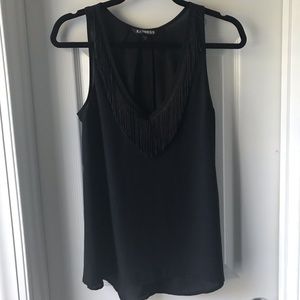 Black tank with fringe